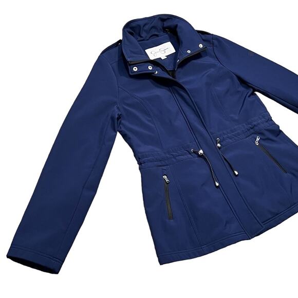 Jessica Simpson Navy Zip-Up Fleece Lined Water Resistant Jacket Womens Large - Picture 3 of 11